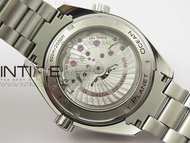 Planet Ocean 600M Co-Axial GMT 43.5mm VSF 1:1 Best Edition Blue Dial Blue Ceramic Bezel on SS Bracelet A8605 Super Clone